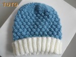 Tutoriel, duo bonnet chaussons cali bleu écru laine bébé 2