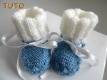 Tutoriel, duo bonnet chaussons cali bleu écru laine bébé 3