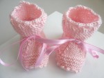 Chaussons tricot bébé cali rose fait main