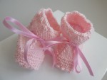 Chaussons tricot bébé cali rose fait main 2