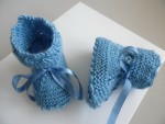 Chaussons bébé laine calinou bleu fait main 2