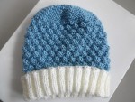 Duo bonnet et chaussons cali bleu et écru, tricot bébé 2