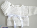 Tricot bebe, ensemble bb mixte, motif godron, tricote main 2