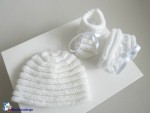Tricot bebe, ensemble bb mixte, motif godron, tricote main 3